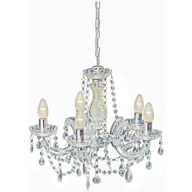Argos Home 5 light chandelier clear acrylic droplets, UK version
