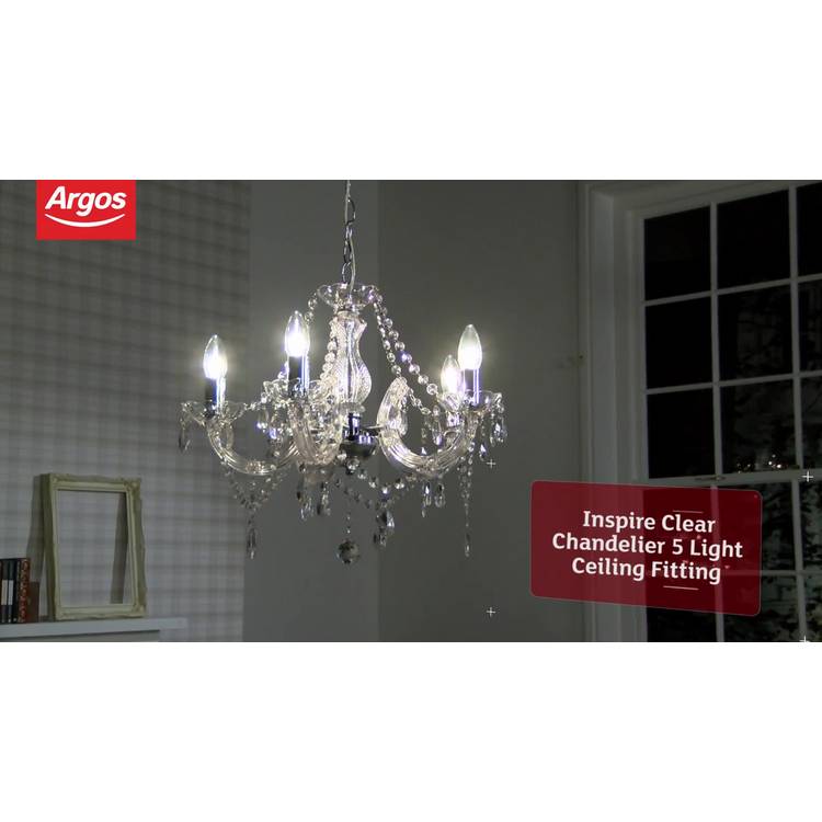 Argos Home 5 light chandelier clear acrylic droplets, UK version