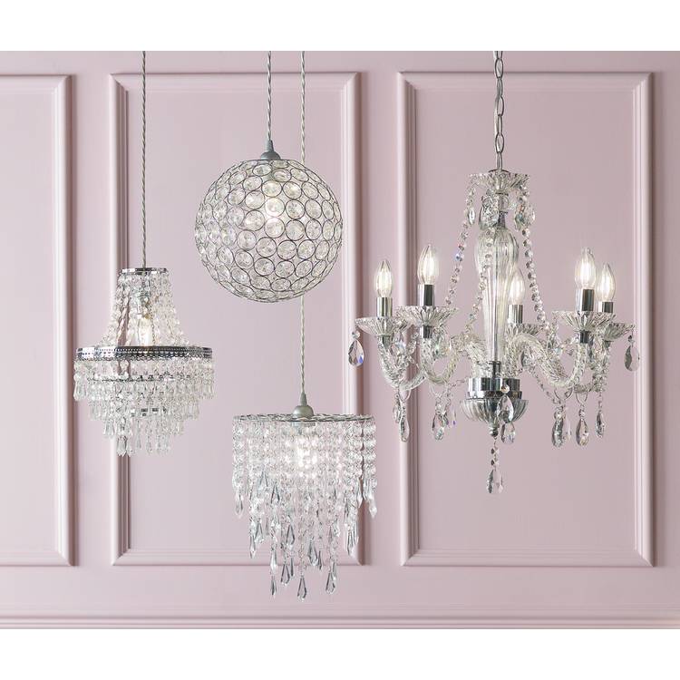 Argos Home lampshade clear beaded cascade 25cm, imported from the UK