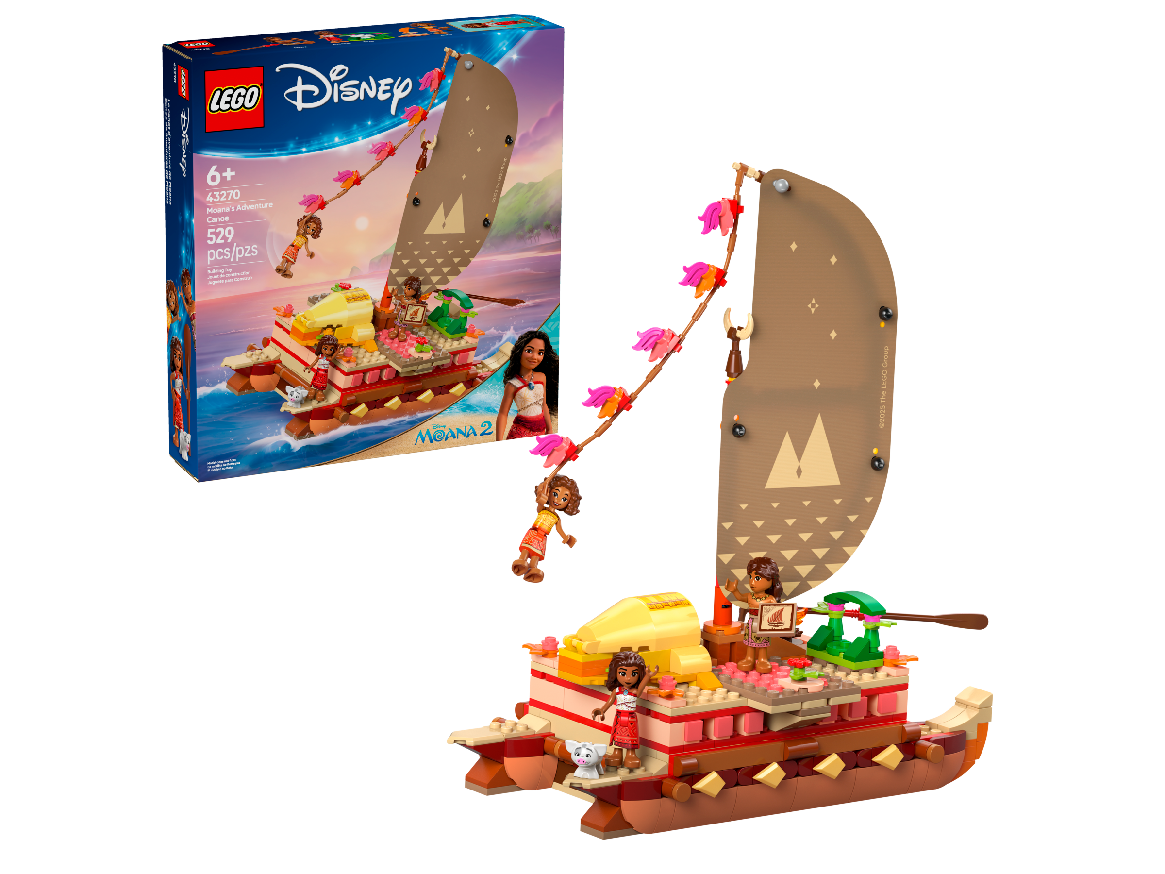 LEGO Moana Adventure Canoe building set 529 pieces, imported from the UK