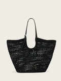AllSaints Dark Brown Ara cotton knit tote bag, imported from the UK