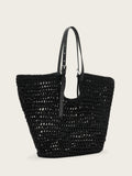 AllSaints Dark Brown Ara cotton knit tote bag, imported from the UK