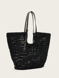 AllSaints Dark Brown Ara cotton knit tote bag, imported from the UK