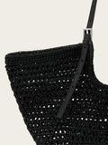 AllSaints Dark Brown Ara cotton knit tote bag, imported from the UK