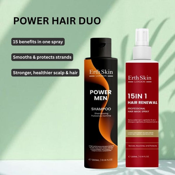 Erth Skin London Power Shampoo and Hair Spray 300ml duo - British product