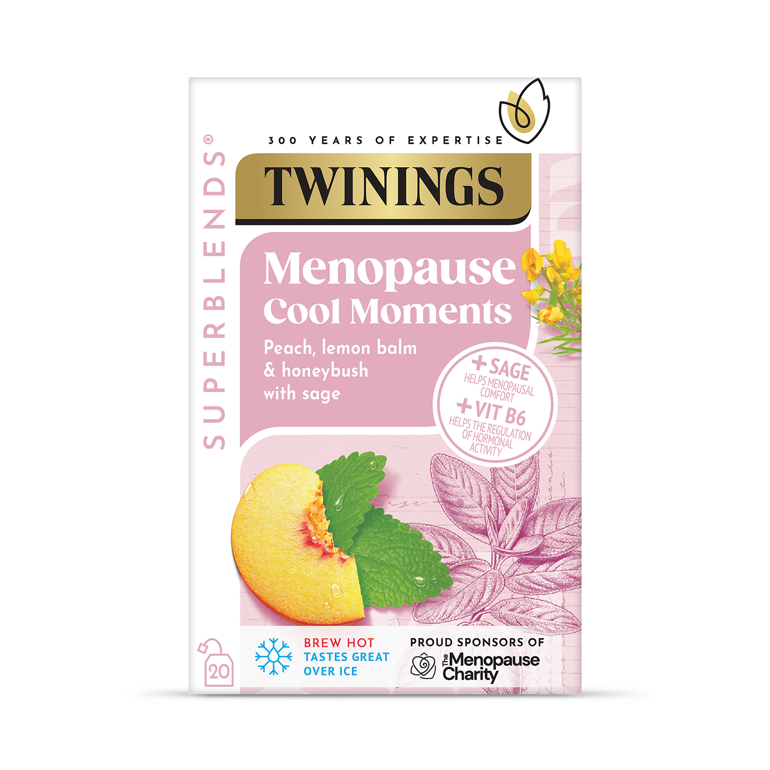 Twinings Peach Tea Menopause 20 Tea Bags (British brand)