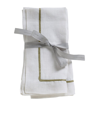 Harrods Joanna Buchanan Set of 2 Linen Embroidered Napkins- Buy online at McGrocer