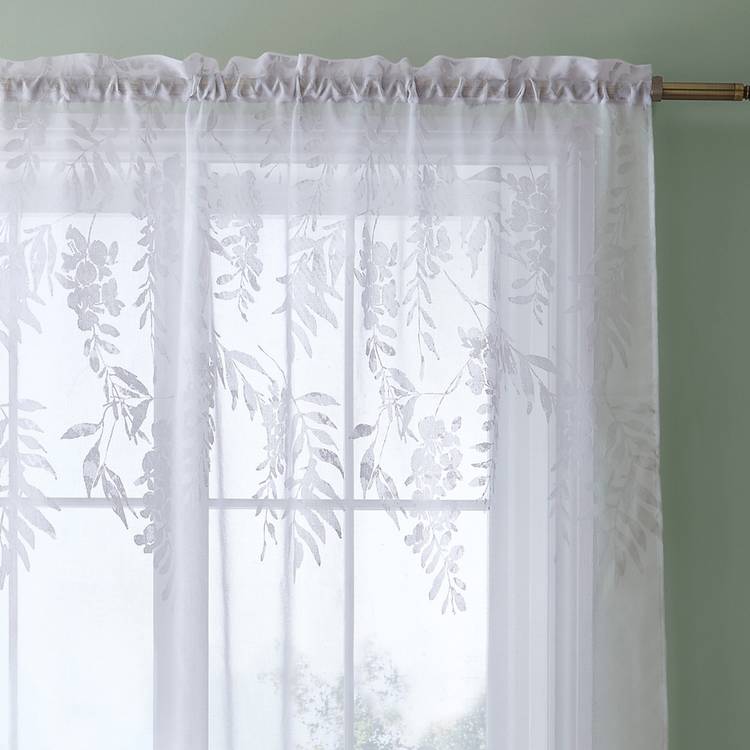 Catherine Lansfield Wisteria voile curtain white 140x122cm, UK version
