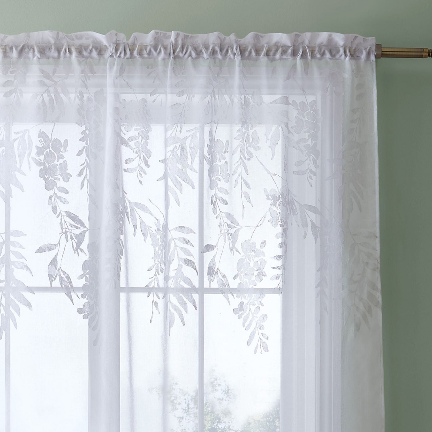 Catherine Lansfield Wisteria Voile - White - 140x183cm