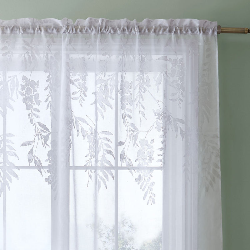 Catherine Lansfield Wisteria Voile - White - 140x183cm