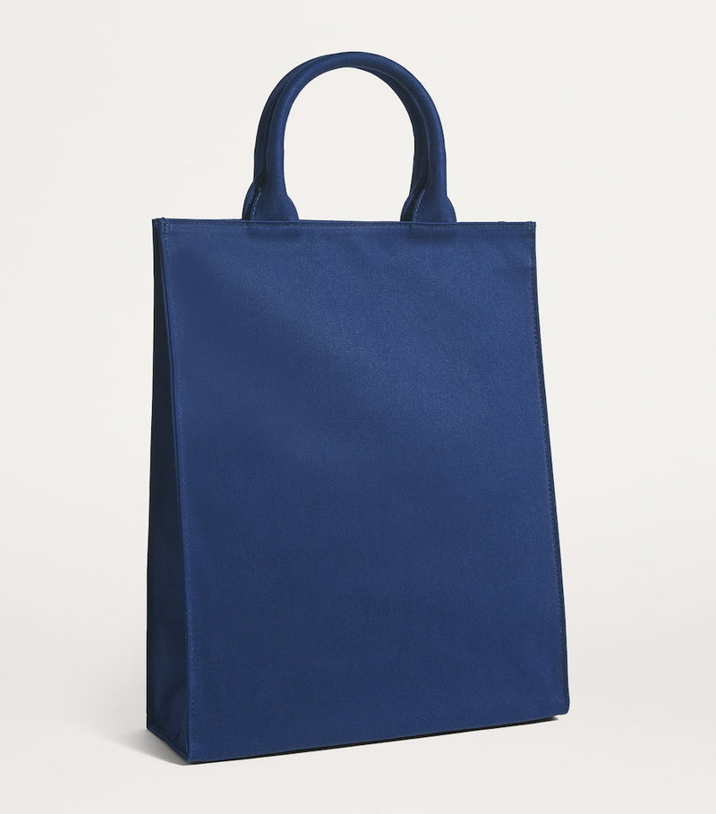 Harrods tote-veske i bomull med logo, medium, britisk versjon