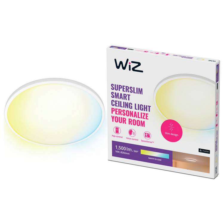 WiZ Superslim metal LED smart flush ceiling light, imported from the UK
