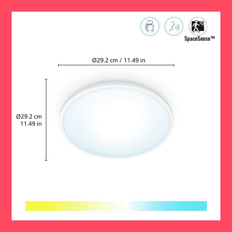 WiZ Superslim metal LED smart flush ceiling light, imported from the UK