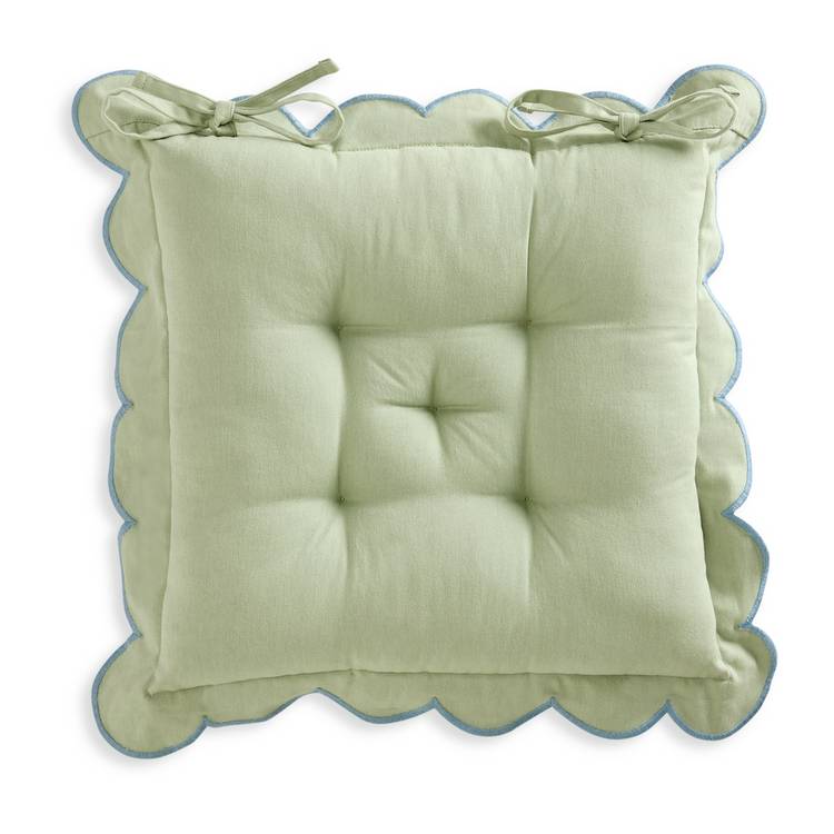 Habitat green scallop seat cushions 40x40cm, UK version
