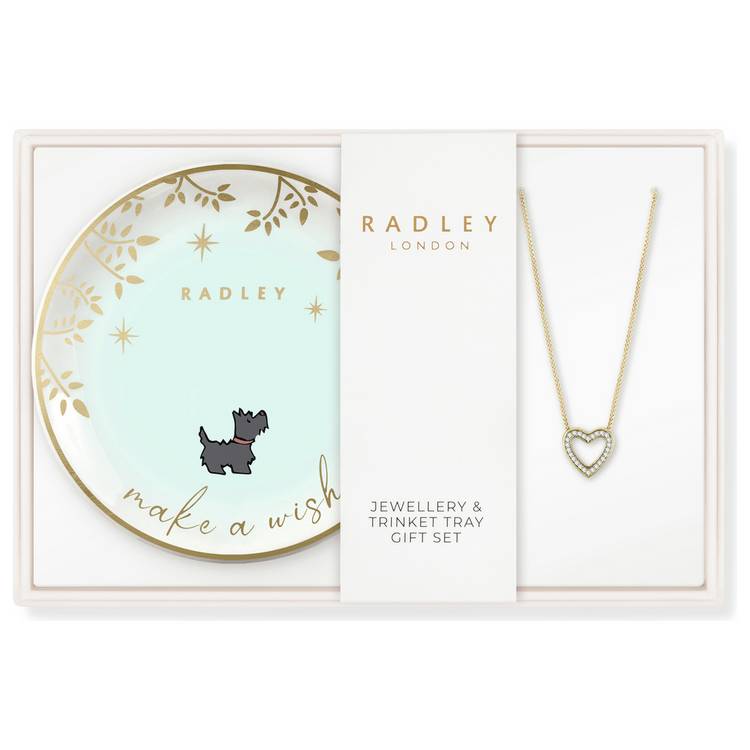 Radley 18ct gold plated heart necklace and trinket tray set, UK version