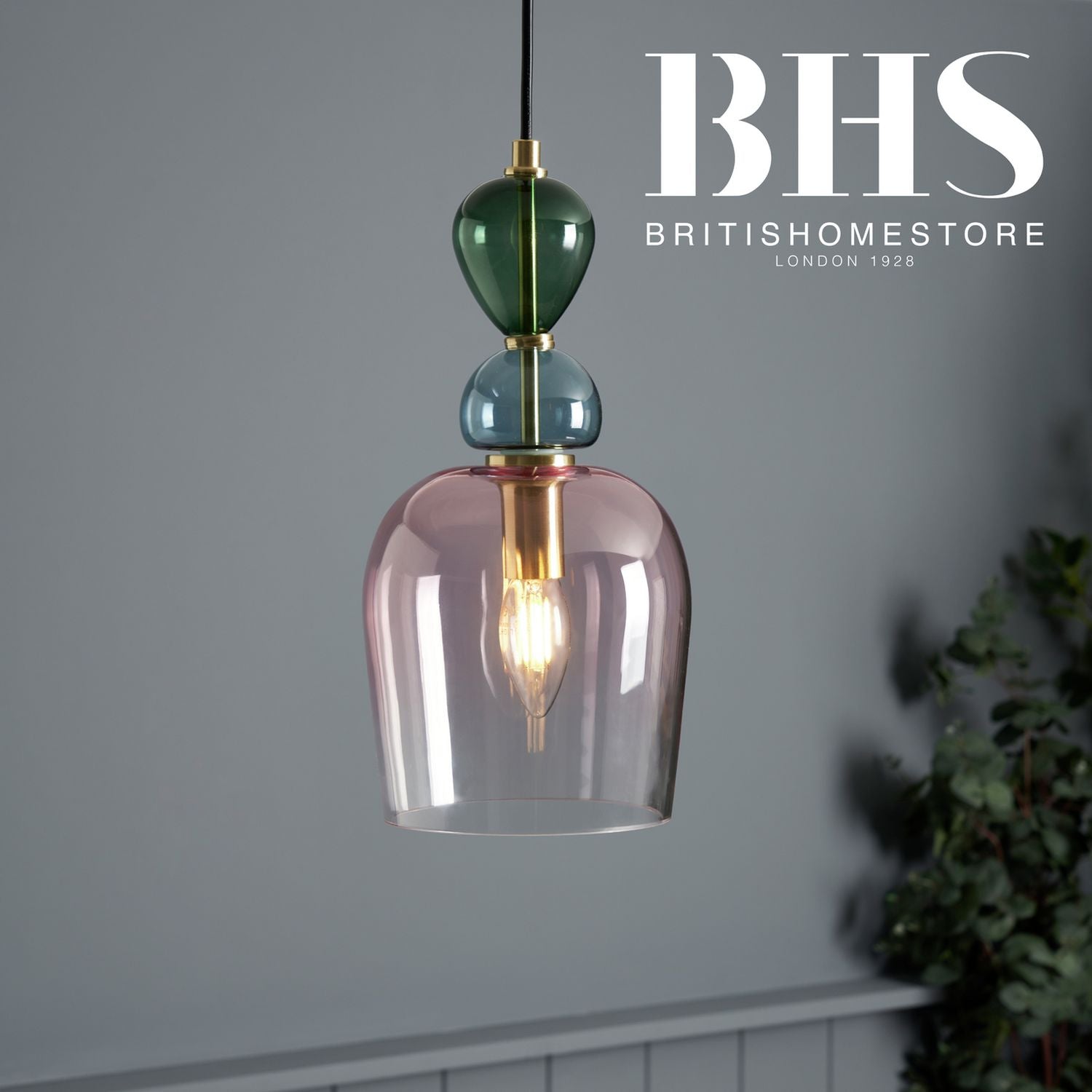 BHS Arezzo glass pendant light blush pink, UK version