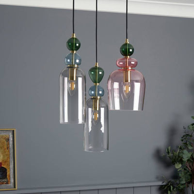 Argos BHS Arezzo Glass 3 Light Pendant Light - Blush Pink- Buy online at McGrocer