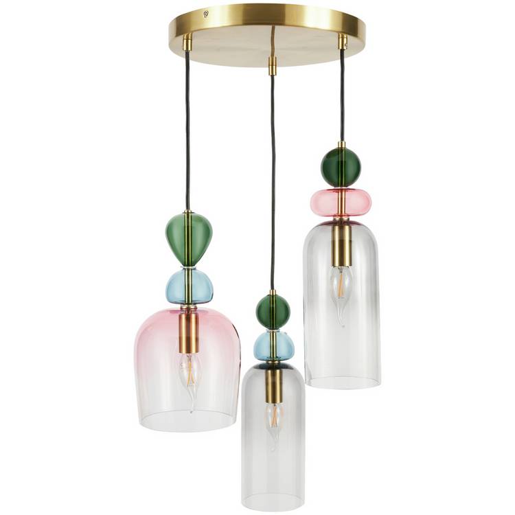 BHS Arezzo blush pink three-light pendant light - British product