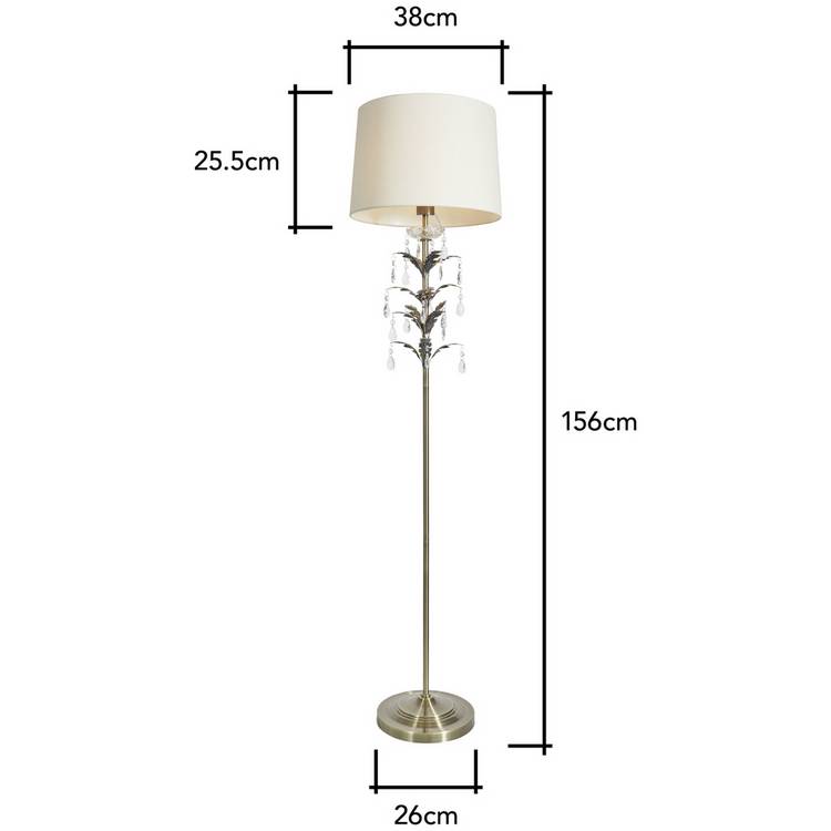 BHS brass leaf floor lamp with fabric shade - British product