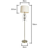 BHS brass leaf floor lamp with fabric shade - British product