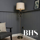 BHS brass leaf floor lamp with fabric shade - British product