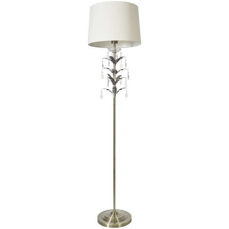 BHS brass leaf floor lamp with fabric shade - British product