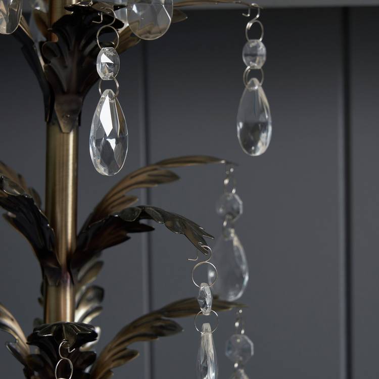 BHS brass leaf floor lamp with fabric shade - British product