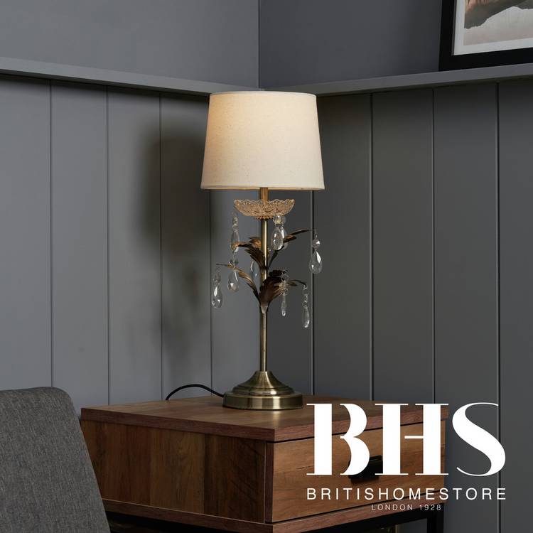 BHS Josefine leaf metal table lamp brass - British product