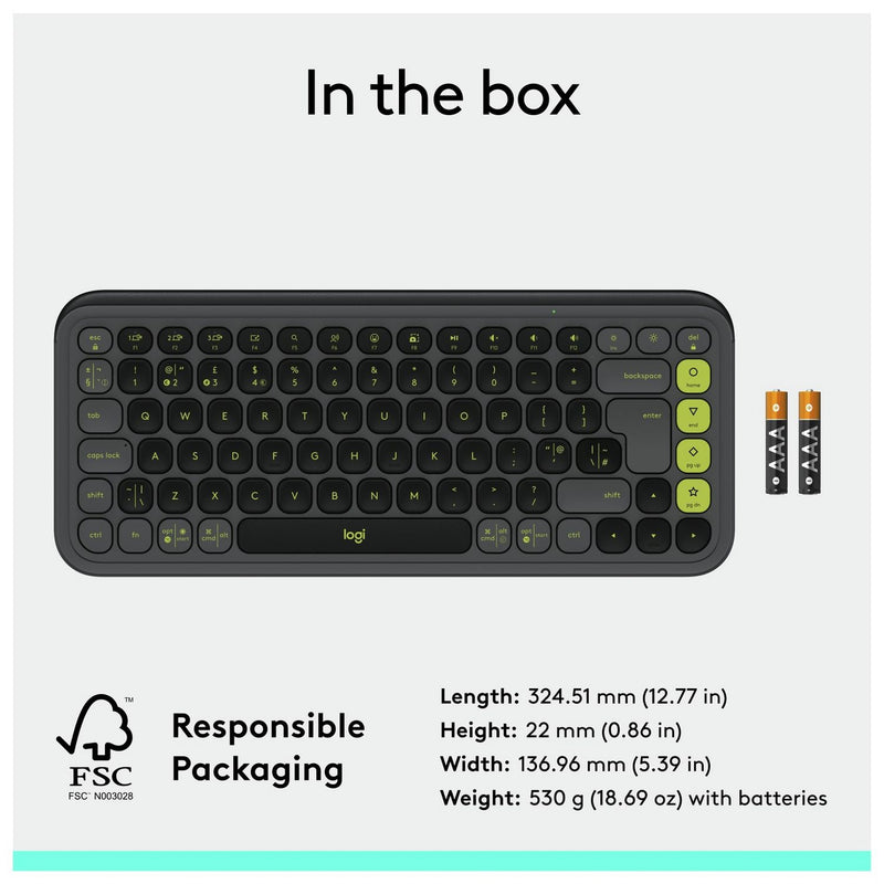 Logitech POP Icon Keys wireless keyboard Graphite, UK version