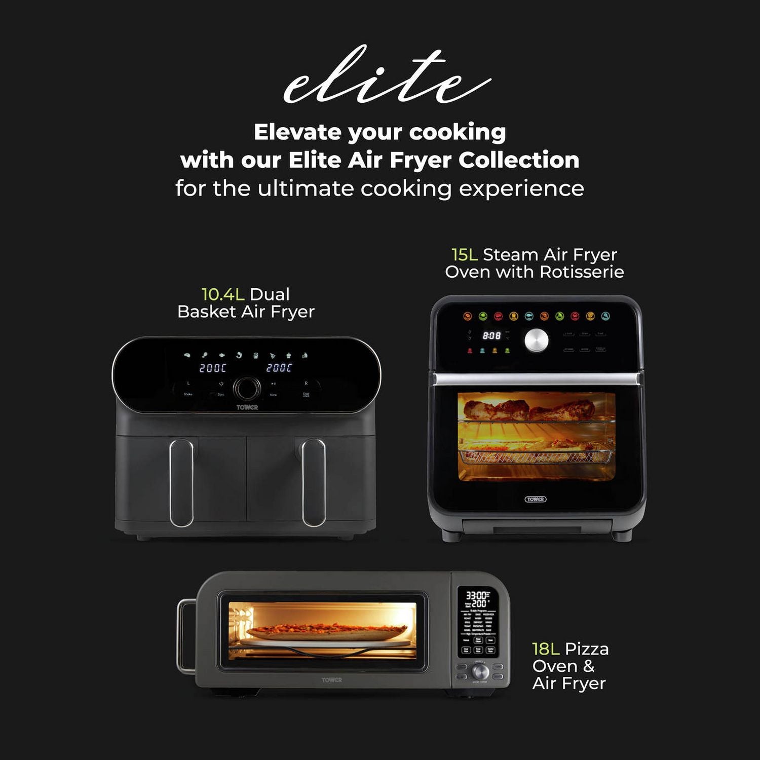 Tower Elite pizza oven and air fryer T17141 18L (British brand)