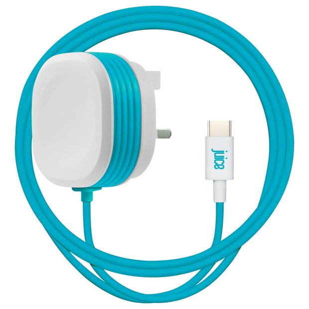 Juice 25W Type-C wall charger cable blue white (British brand)