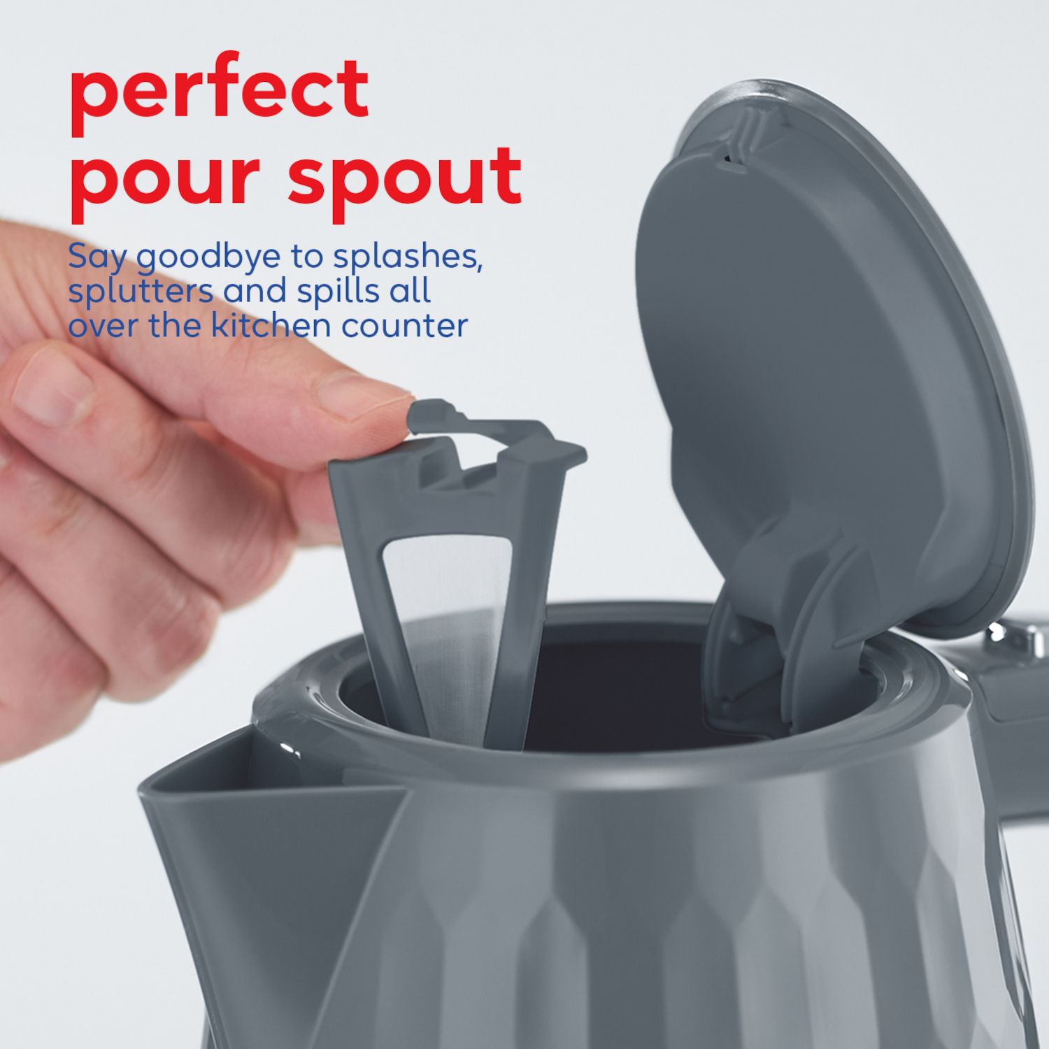 Russell Hobbs plastic kettle 1.7L honeycomb grey - British product