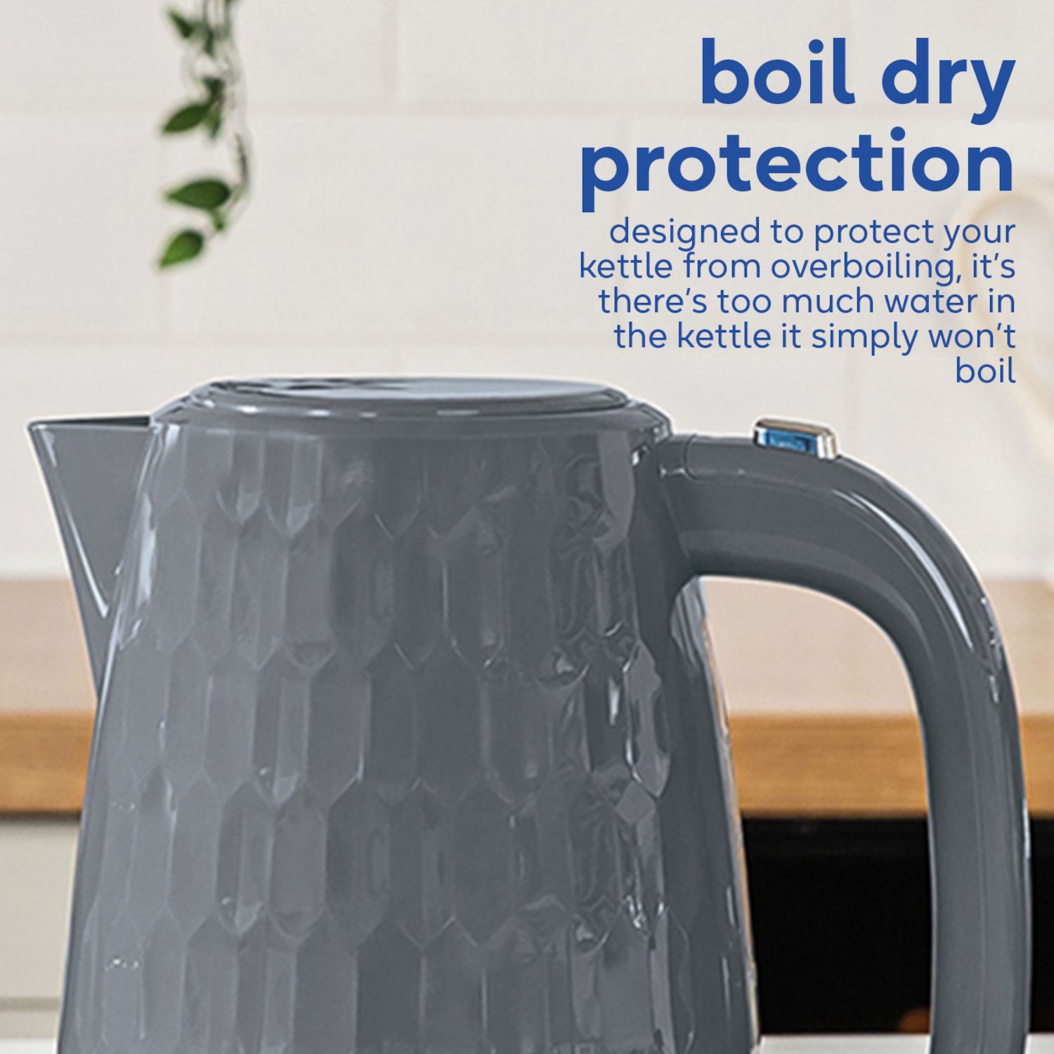 Russell Hobbs plastic kettle 1.7L honeycomb grey - British product