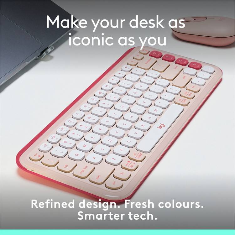 Logitech POP Icon Keys wireless keyboard Rose (British brand)