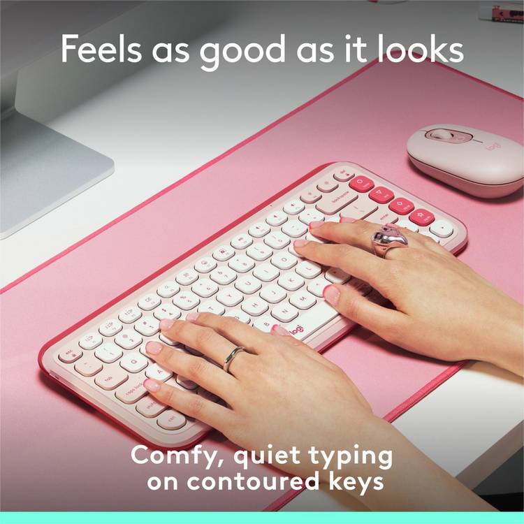 Logitech POP Icon Keys wireless keyboard Rose (British brand)