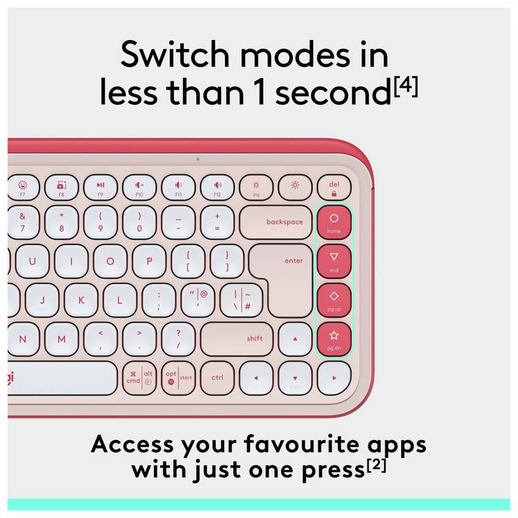 Logitech POP Icon Keys wireless keyboard Rose (British brand)
