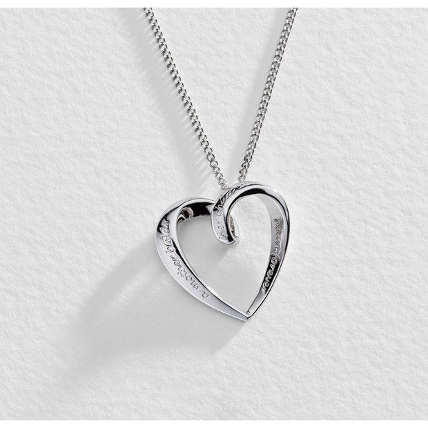 Moon & Back sterling silver Mum heart pendant necklace - British product