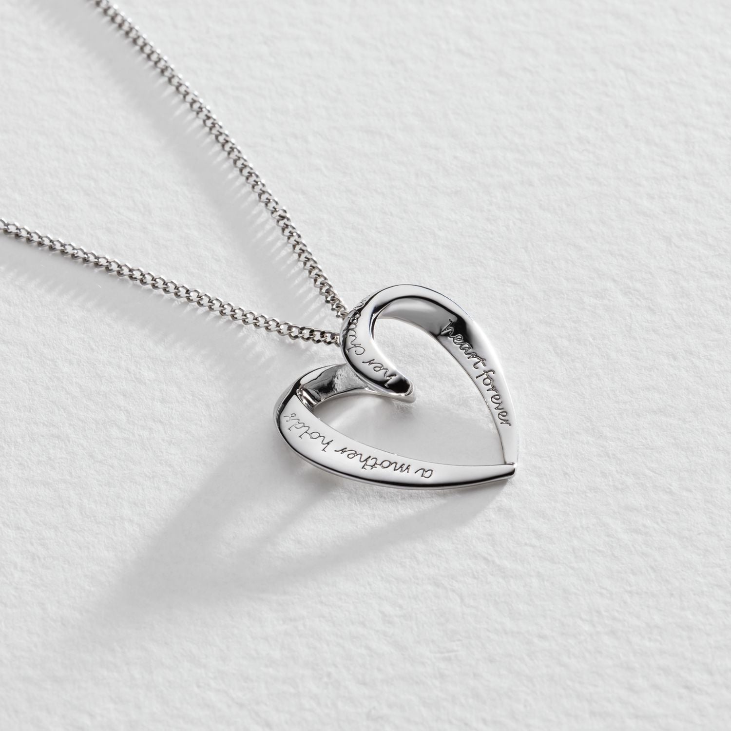 Moon & Back sterling silver Mum heart pendant necklace - British product