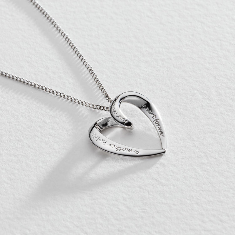 Moon & Back sterling silver Mum heart pendant necklace - British product