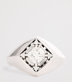 Suzanne Kalan white gold diamond princess signet ring size 4, imported from the UK