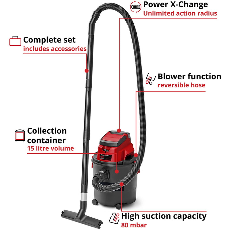 Einhell cordless wet dry vacuum cleaner 15 litre (British brand)