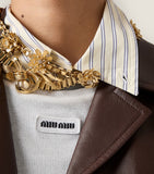 Miu Miu flower necklace with leather trim - British product