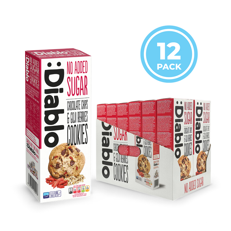 Diablo cookies no added sugar chocolate chip goji berry 135g, imported from the UK