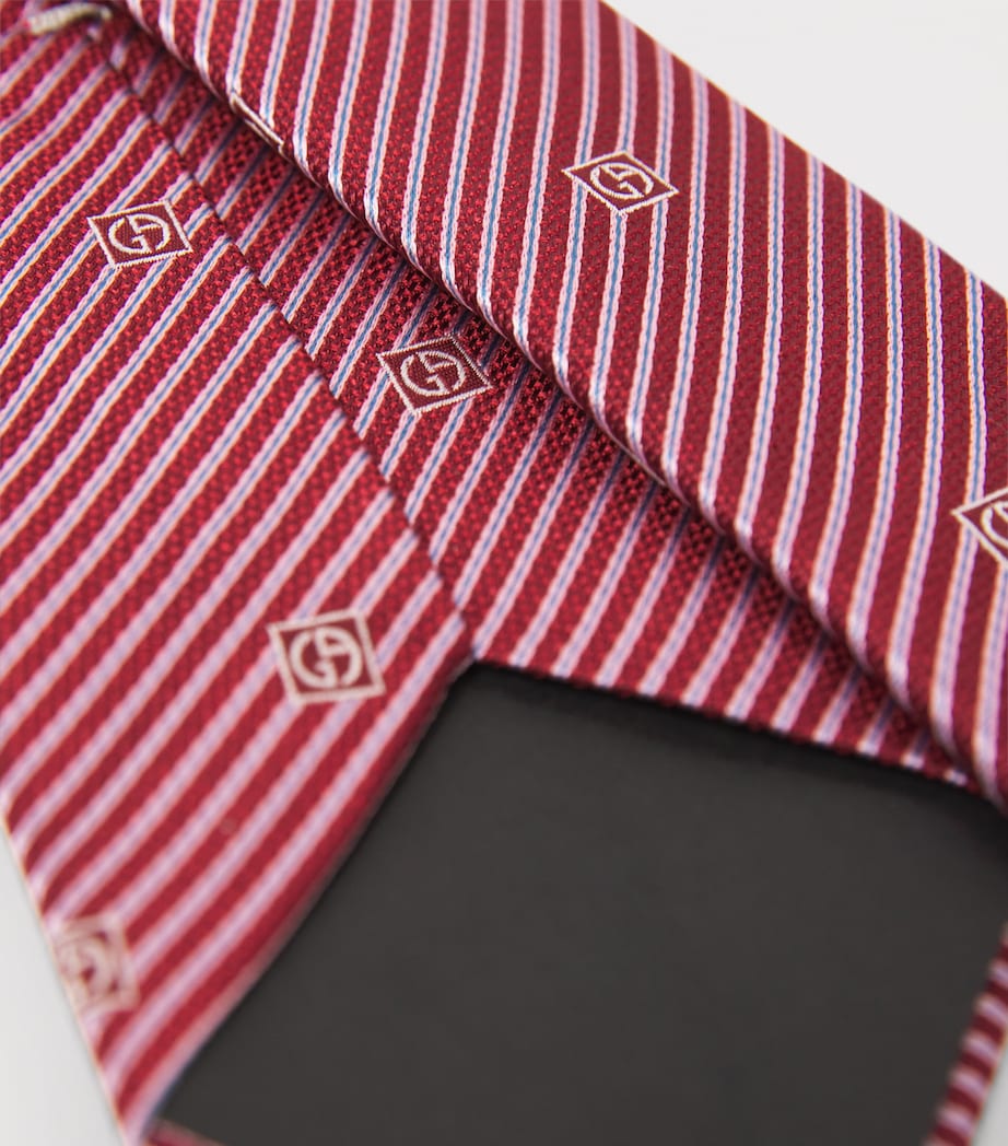 Giorgio Armani silk stripe logo tie, UK version