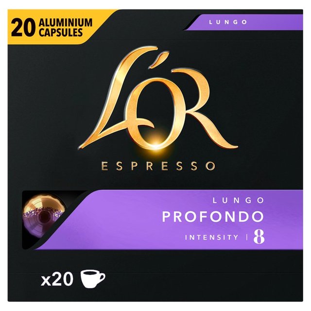 L'OR Lungo Profondo Coffee Pods x20 Intensity 8   20 per pack