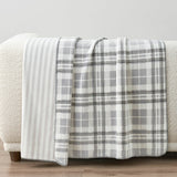 Casual Living grauer weißer wendbarer Plüschüberwurf 127x177 cm - britisches Produkt