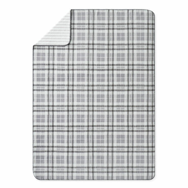 Casual Living grauer weißer wendbarer Plüschüberwurf 127x177 cm - britisches Produkt