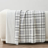 Casual Living grauer weißer wendbarer Plüschüberwurf 127x177 cm - britisches Produkt
