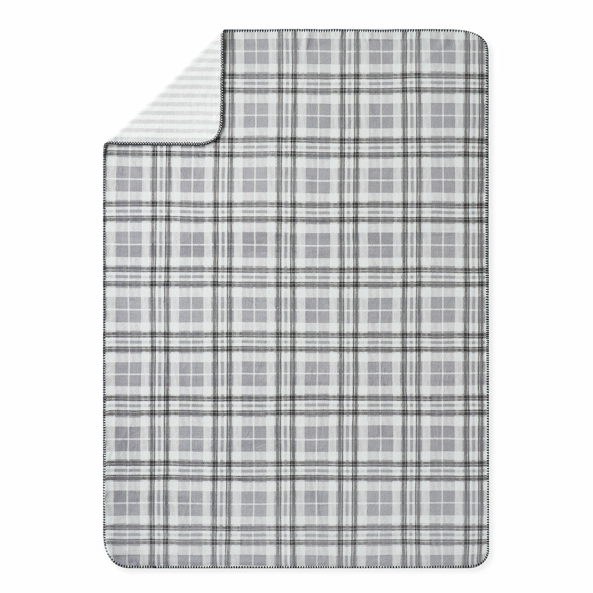 Casual Living grauer weißer wendbarer Plüschüberwurf 127x177 cm - britisches Produkt