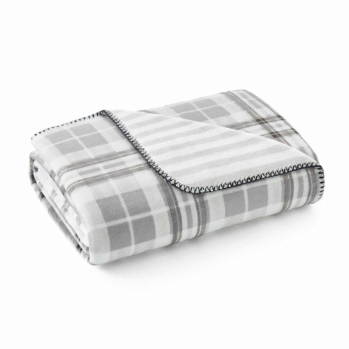 Casual Living grauer weißer wendbarer Plüschüberwurf 127x177 cm - britisches Produkt